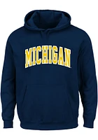 Michigan Wolverines Mens Blue Arch Twill Big and Tall Hooded Sweatshirt