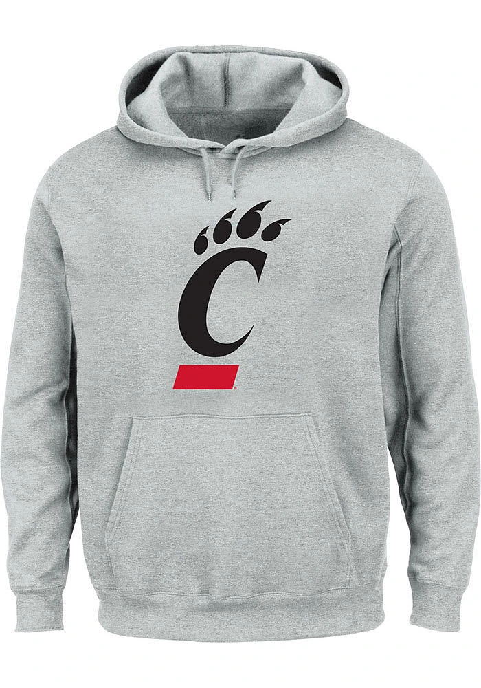 Cincinnati Bearcats Mens Grey Big Logo and Tall Hooded Sweatshirt