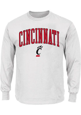 Cincinnati Bearcats Mens White Arch Mascot Big and Tall Long Sleeve T-Shirt