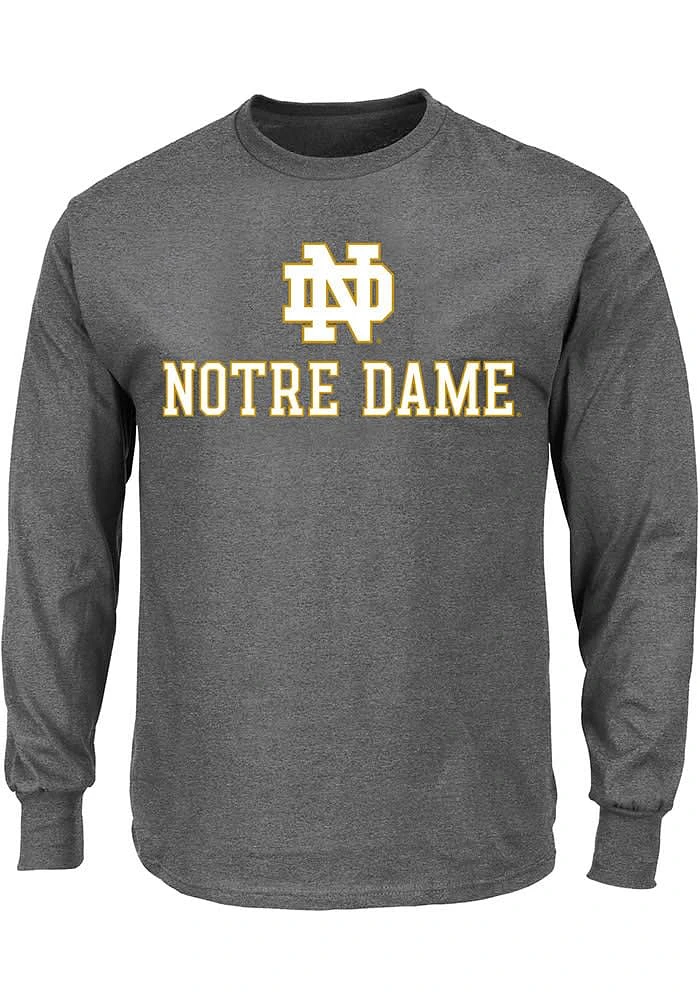 Notre Dame Fighting Irish Mens Charcoal Name Drop Big and Tall Long Sleeve T-Shirt