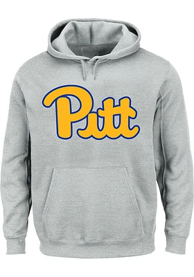 Pitt Panthers Mens Grey Big Logo and Tall Hooded Sweatshirt