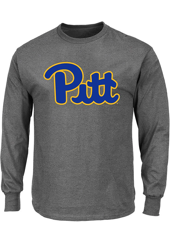 Pitt Panthers Mens Charcoal Big Logo and Tall Long Sleeve T-Shirt