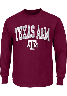 Texas A&M Aggies Mens Maroon Arch Mascot Big and Tall Long Sleeve T-Shirt