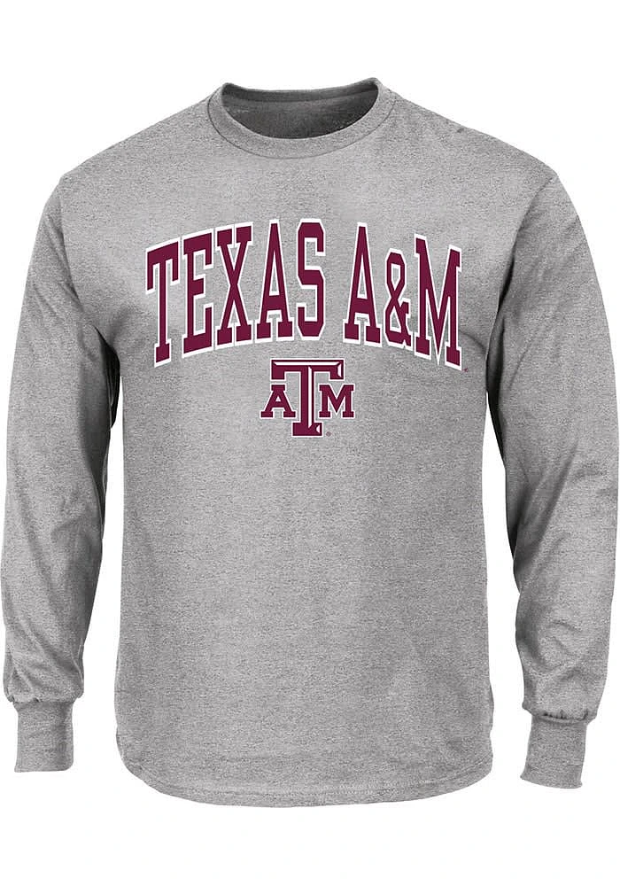 Texas A&M Aggies Mens Grey Arch Mascot Big and Tall Long Sleeve T-Shirt