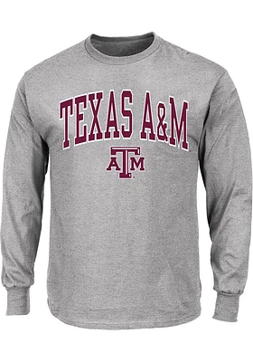 Texas A&M Aggies Mens Grey Arch Mascot Big and Tall Long Sleeve T-Shirt