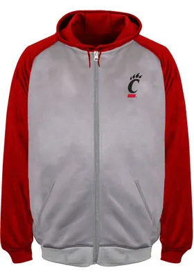 Cincinnati Bearcats Mens Grey Raglan Contrast Big and Tall Zip Sweatshirt