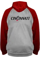 Cincinnati Bearcats Mens Grey Raglan Contrast Big and Tall Zip Sweatshirt