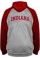 Indiana Hoosiers Mens Grey Raglan Contrast Big and Tall Zip Sweatshirt
