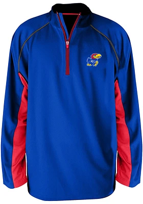 Kansas Jayhawks Mens Blue Side Panel Big and Tall Qtr Zip