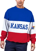 Kansas Jayhawks Mens Blue Color Blocked Big and Tall Crew Sweatshirt