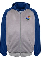 Kansas Jayhawks Mens Grey Raglan Contrast Big and Tall Zip Sweatshirt