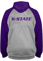 K-State Wildcats Mens Grey Raglan Contrast Big and Tall Zip Sweatshirt