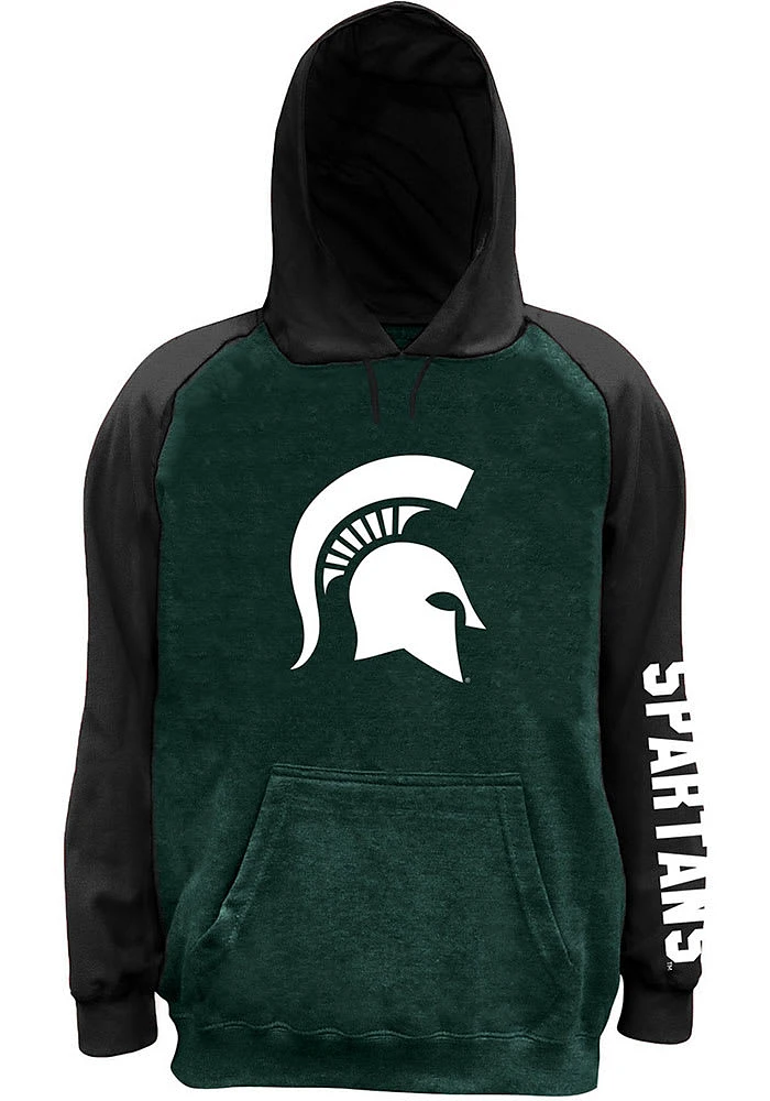 Michigan State Spartans Mens Charcoal Space Dye Pieced Body Big and Tall Hooded Sweatshirt