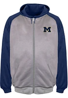 Michigan Wolverines Mens Grey Raglan Contrast Big and Tall Zip Sweatshirt