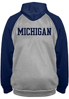Michigan Wolverines Mens Grey Raglan Contrast Big and Tall Zip Sweatshirt