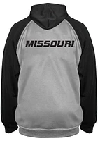 Missouri Tigers Mens Grey Raglan Contrast Big and Tall Zip Sweatshirt