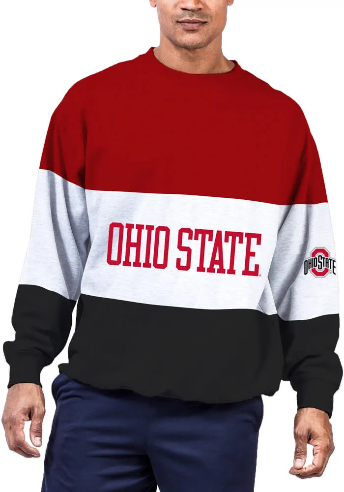 Ohio State Buckeyes Mens Red Color Blocked Big and Tall Crew Sweatshirt