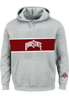 Ohio State Buckeyes Mens Grey French Terry Pieced Body Big and Tall Hooded Sweatshirt