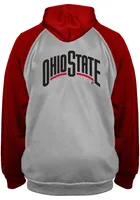 Ohio State Buckeyes Mens Grey Raglan Contrast Big and Tall Zip Sweatshirt