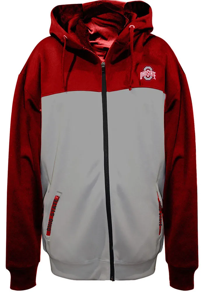 Ohio State Buckeyes Mens Red Fleece Contrast Big and Tall Zip Sweatshirt