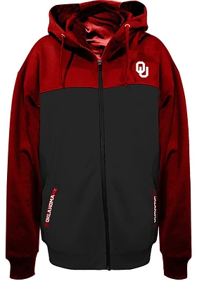 Oklahoma Sooners Mens Cardinal Fleece Contrast Big and Tall Zip Sweatshirt