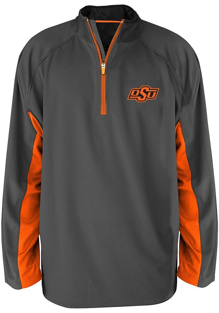 Oklahoma State Cowboys Mens Charcoal Side Panel Big and Tall Qtr Zip