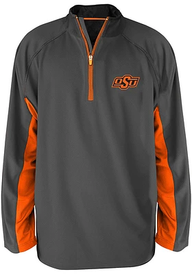 Oklahoma State Cowboys Mens Charcoal Side Panel Big and Tall Qtr Zip
