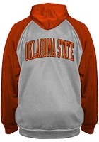 Oklahoma State Cowboys Mens Grey Raglan Contrast Big and Tall Zip Sweatshirt