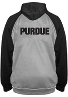 Purdue Boilermakers Mens Grey Raglan Contrast Big and Tall Zip Sweatshirt