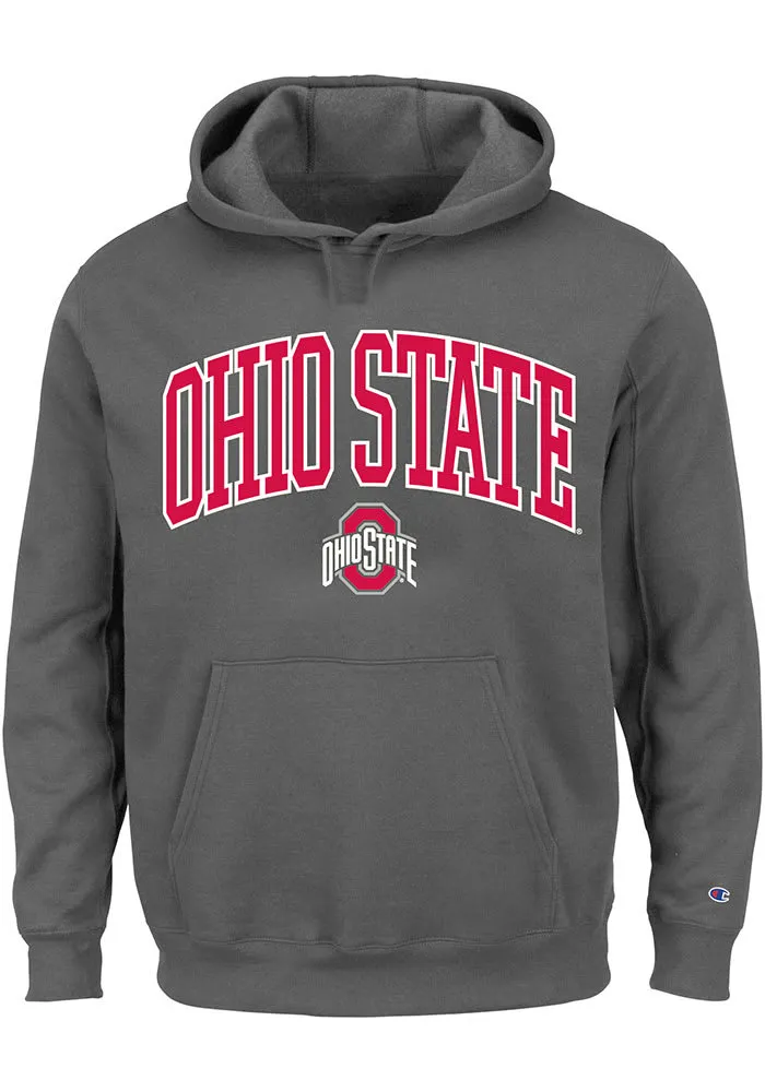 Ohio State Buckeyes Mens Charcoal Arch Mascot Big and Tall Hooded Sweatshirt