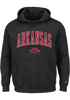 Arkansas Razorbacks Mens Black Arch Mascot Big and Tall Hooded Sweatshirt