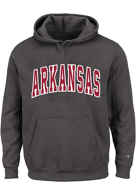 Arkansas Razorbacks Mens Charcoal Arch Twill Big and Tall Hooded Sweatshirt