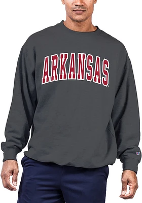 Arkansas Razorbacks Mens Charcoal Arch Twill Big and Tall Crew Sweatshirt