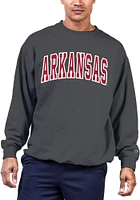 Arkansas Razorbacks Mens Charcoal Arch Twill Big and Tall Crew Sweatshirt