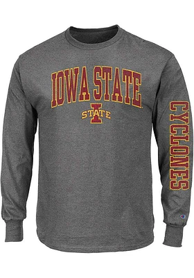 Iowa State Cyclones Mens Charcoal Arch Mascot Big and Tall Long Sleeve T-Shirt