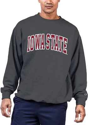 Iowa State Cyclones Mens Charcoal Arch Twill Big and Tall Crew Sweatshirt