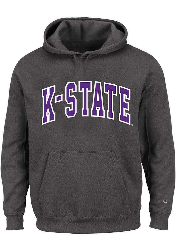 K-State Wildcats Mens Charcoal Arch Twill Big and Tall Hooded Sweatshirt