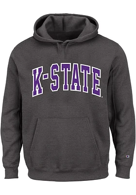 K-State Wildcats Mens Charcoal Arch Twill Big and Tall Hooded Sweatshirt