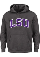 LSU Tigers Mens Charcoal Arch Twill Big and Tall Hooded Sweatshirt