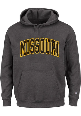 Missouri Tigers Mens Charcoal Arch Twill Big and Tall Hooded Sweatshirt