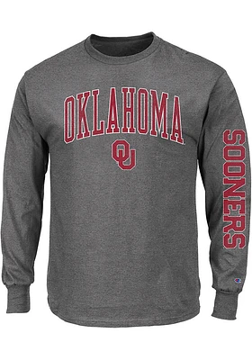 Oklahoma Sooners Mens Charcoal Arch Mascot Big and Tall Long Sleeve T-Shirt