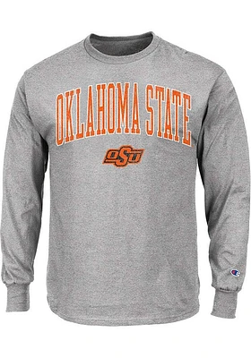 Oklahoma State Cowboys Mens Grey Arch Mascot Big and Tall Long Sleeve T-Shirt