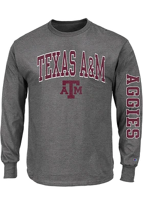 Texas A&M Aggies Mens Charcoal Arch Mascot Big and Tall Long Sleeve T-Shirt