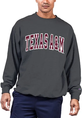 Texas A&M Aggies Mens Charcoal Arch Twill Big and Tall Crew Sweatshirt