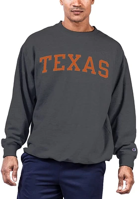 Texas Longhorns Mens Charcoal Arch Twill Big and Tall Crew Sweatshirt