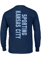 Sporting Kansas City Mens Blue Logo Pocket Big and Tall Long Sleeve T-Shirt