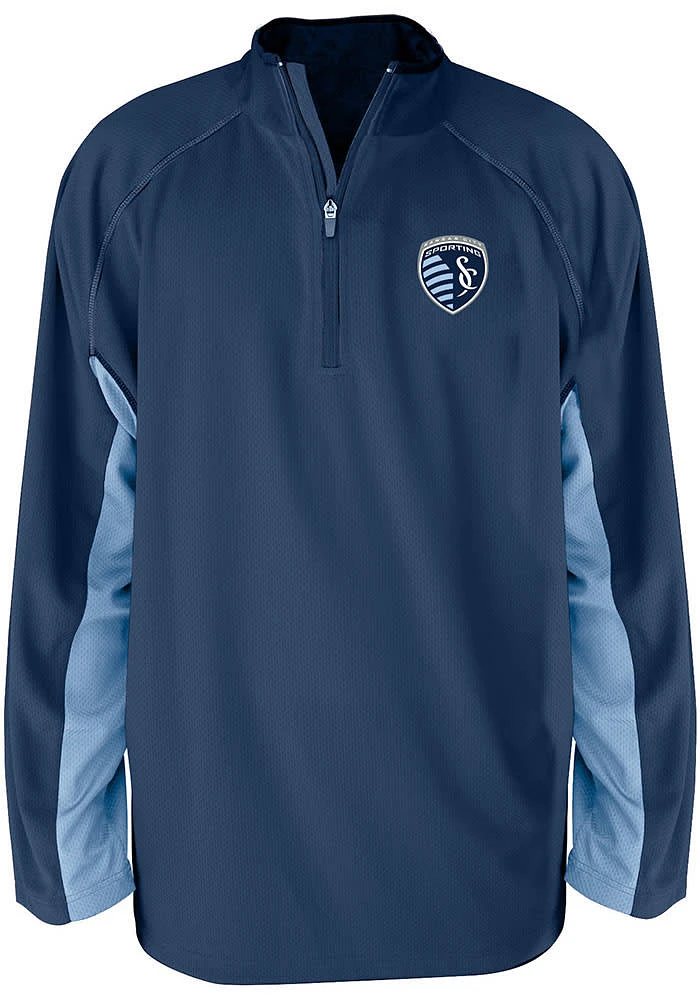 Sporting Kansas City Mens Blue CHAMPION RAGLAN Big and Tall Qtr Zip