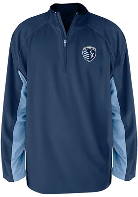 Sporting Kansas City Mens Blue CHAMPION RAGLAN Big and Tall Qtr Zip