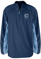 Sporting Kansas City Mens Blue CHAMPION RAGLAN Big and Tall Qtr Zip