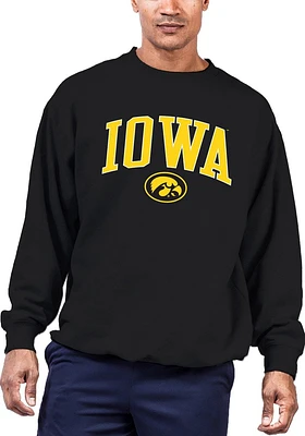 Iowa Hawkeyes Mens Black Arch Big and Tall Crew Sweatshirt